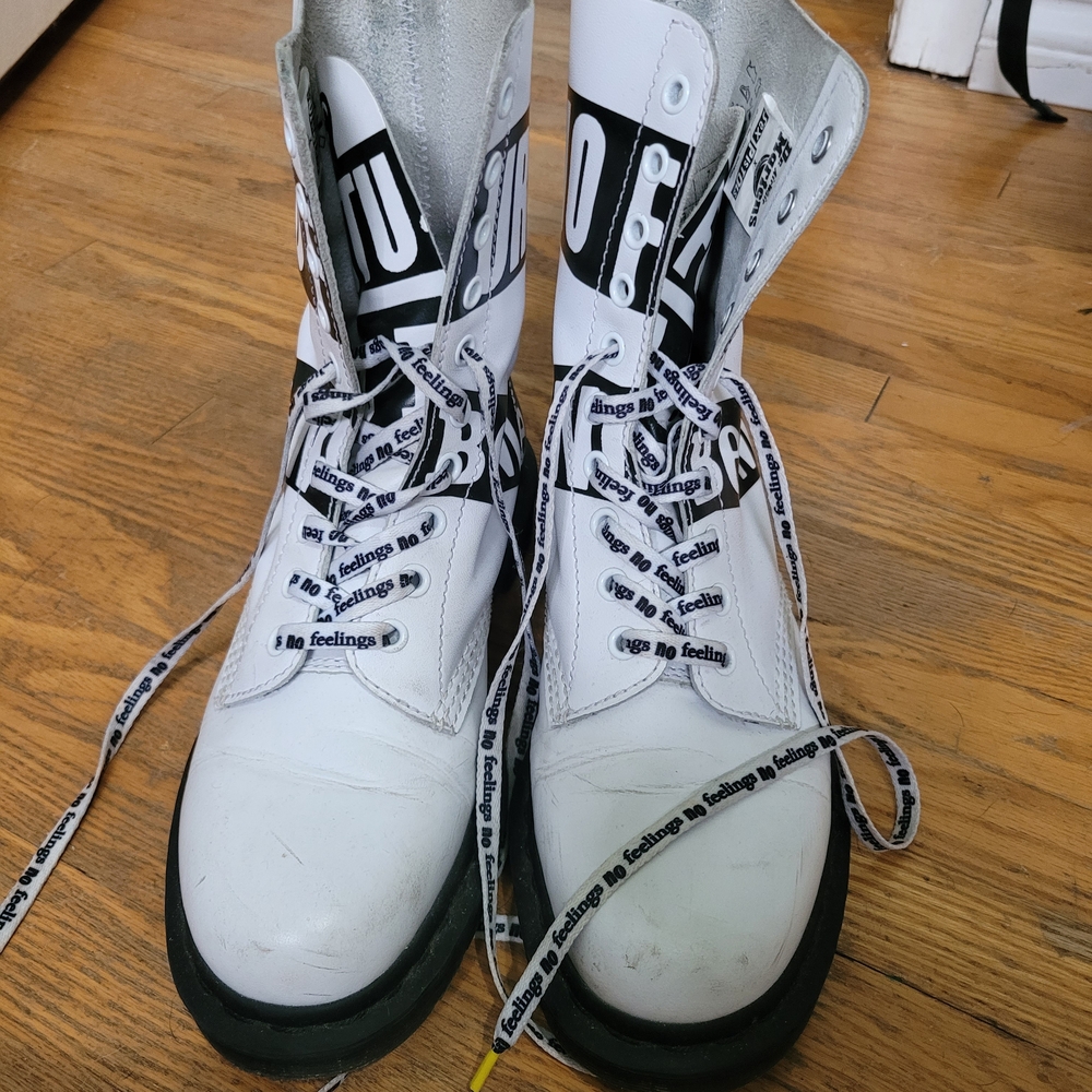 Dr. Martens; White and Black Special Edition Sex Pistols Boots